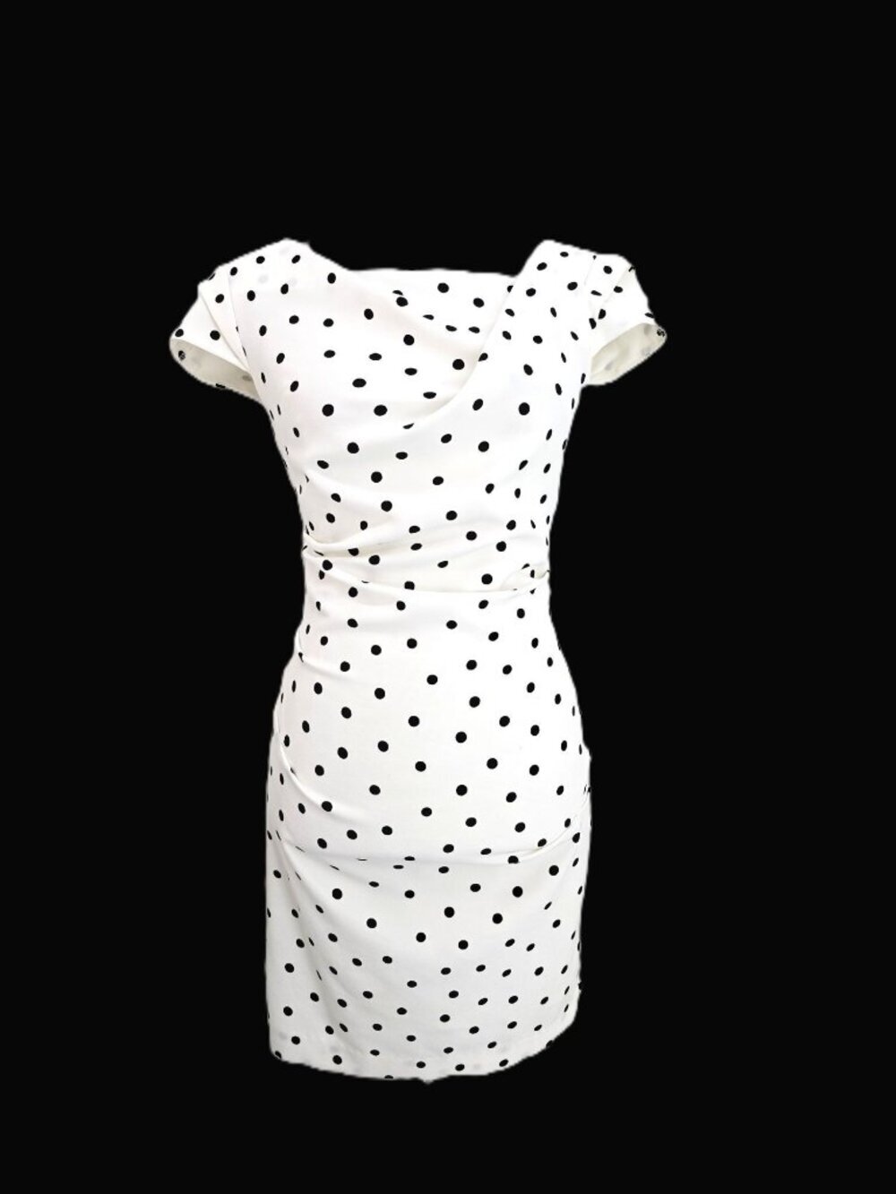 Adrianna Papell Black White Polkadot Cap Sleeved Mini Dress Women Size 6